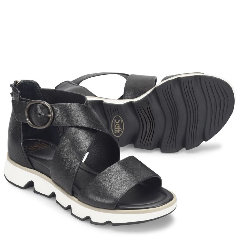 NIB Sofft Mackenna Gladiator Sandal in Black Italian Leather - Women’s 9 M